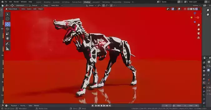dog mech toon walk cycle 3D model