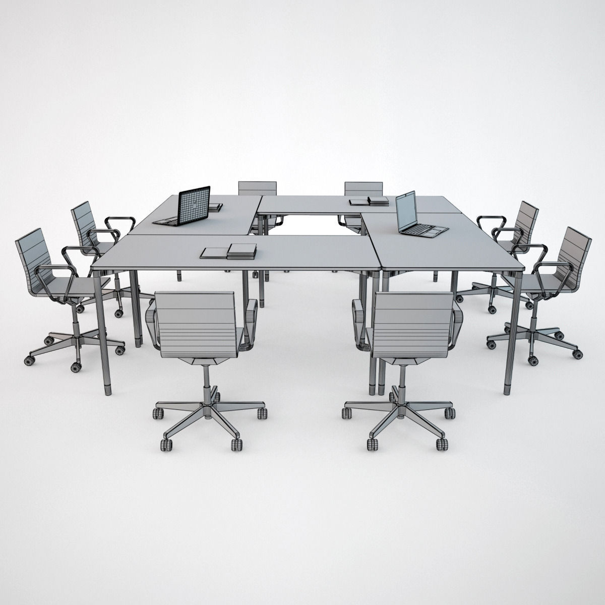 Conference Chair and Table 01 Free 3D model_6