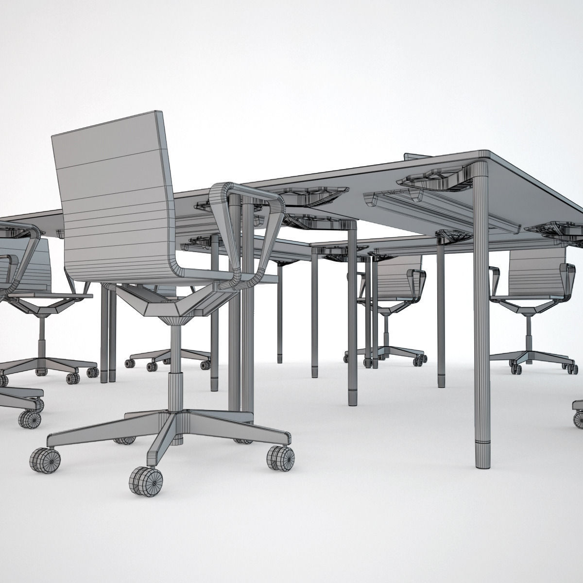 Conference Chair and Table 01 Free 3D model_4