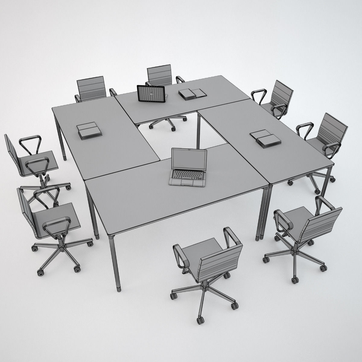 Conference Chair and Table 01 Free 3D model_5