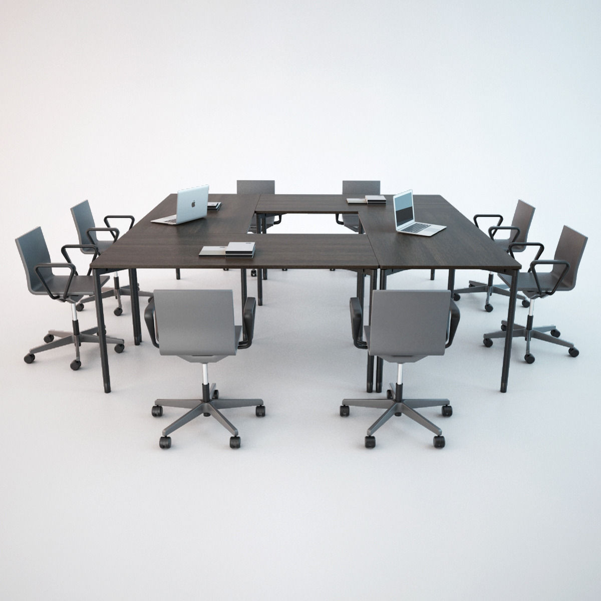 Conference Chair and Table 01 Free 3D model_1
