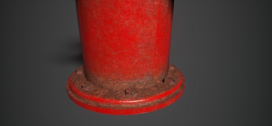 Fire Hydrant PBR Low-poly 3D model_7