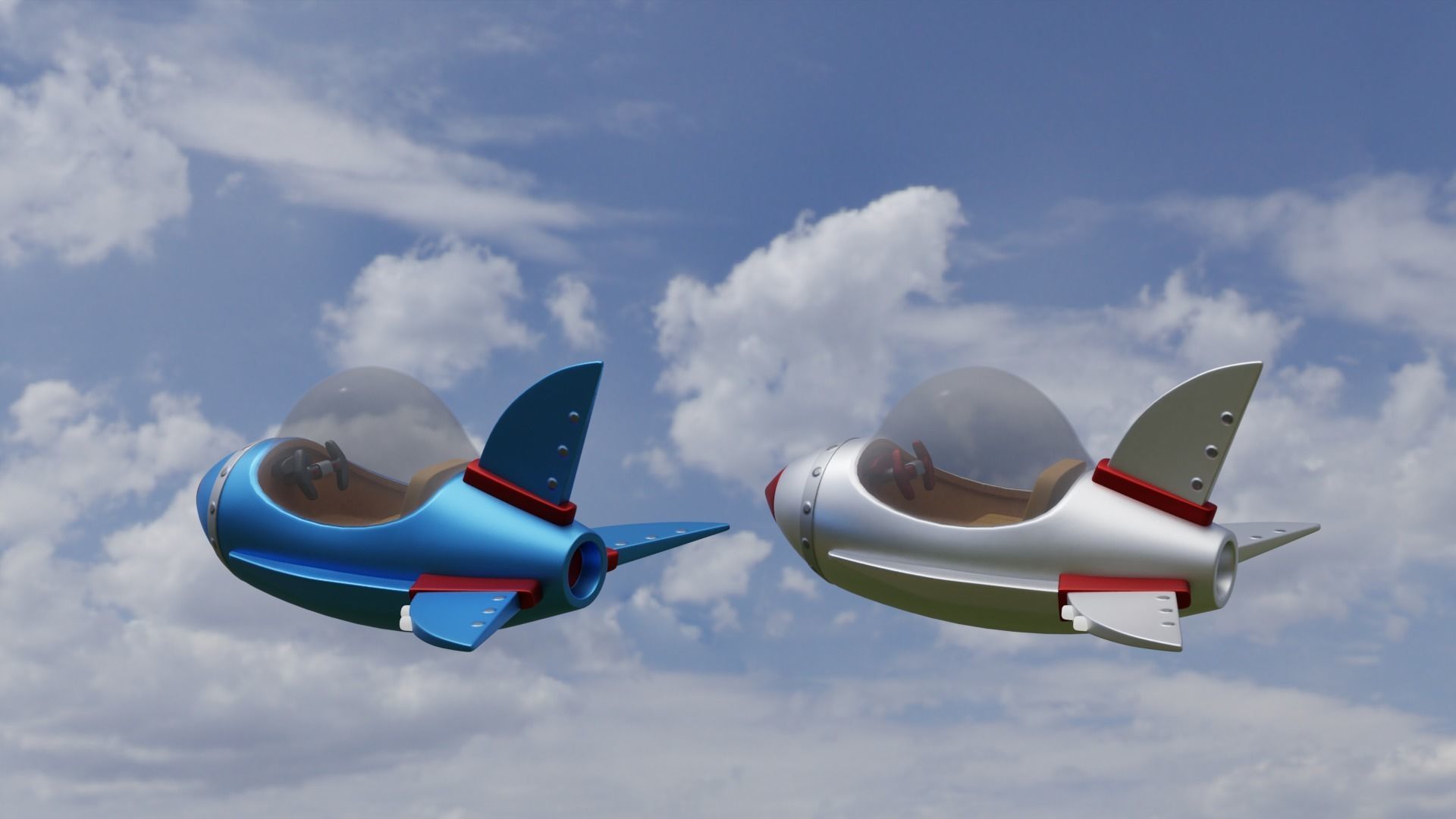 Spaceship Cartoon Low-poly 3D model_1