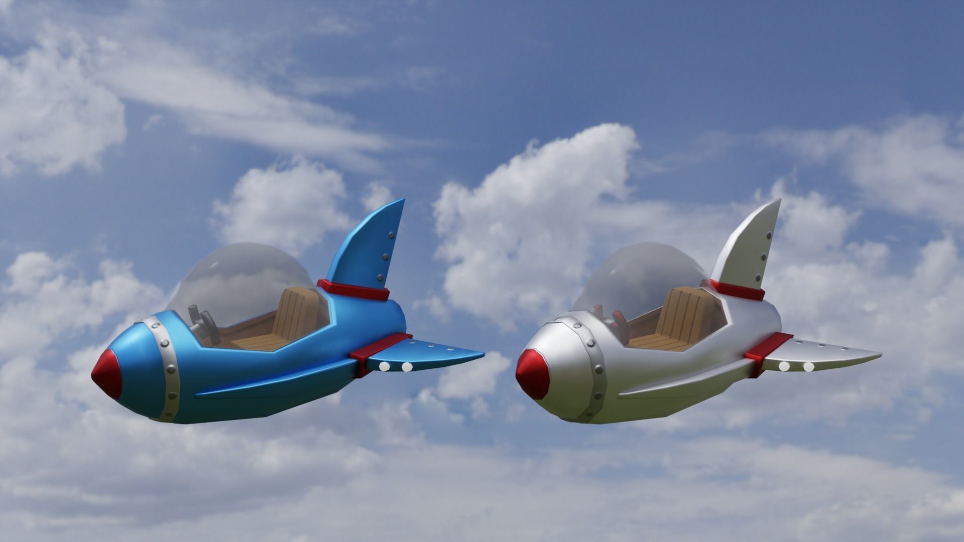 Spaceship Cartoon Low-poly 3D model_3