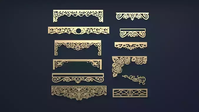 Collection of Curtain  accessories  3D model 01 3D model