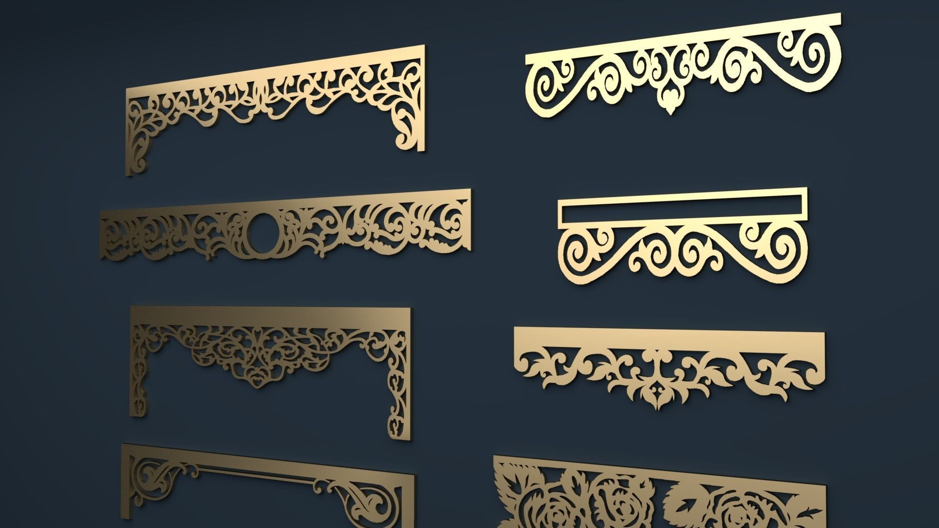 Collection of Curtain  accessories  3D model 01 3D model_2