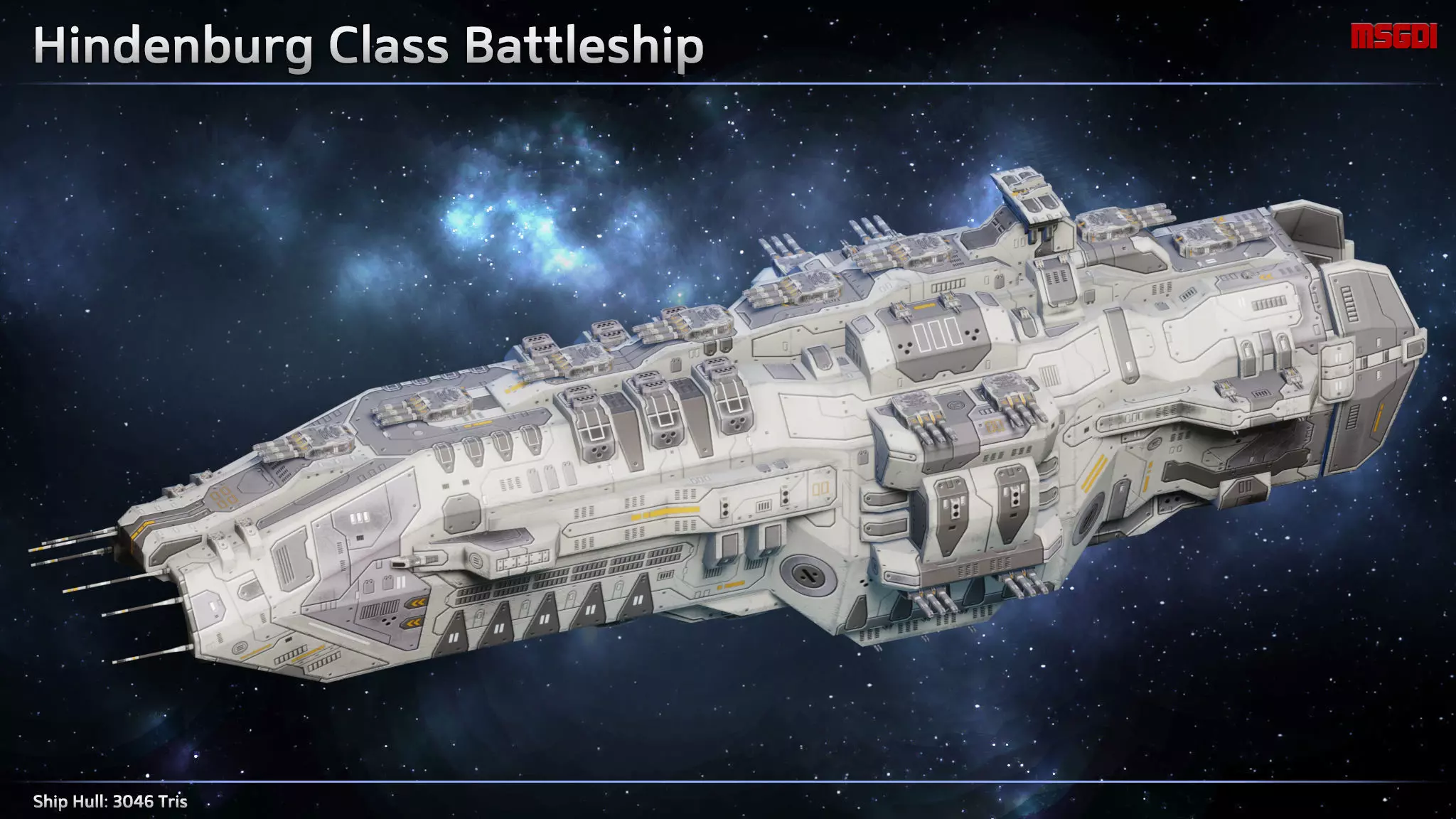 Spaceship Hindenburg Battleship Low-poly 3D model_0