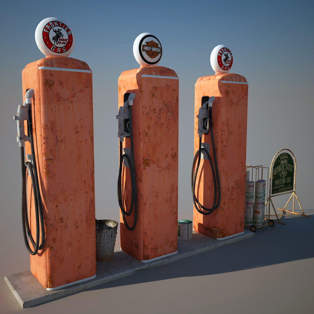 Gas station parts 3D model CGTrader
