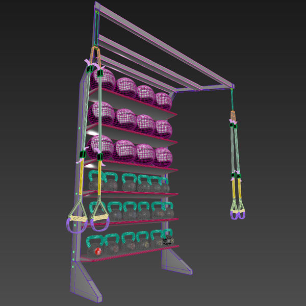 T Rex Medicine Ball Kettle Ball Cabinet 3D model_12