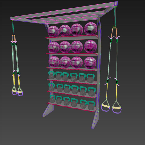 T Rex Medicine Ball Kettle Ball Cabinet 3D model_9