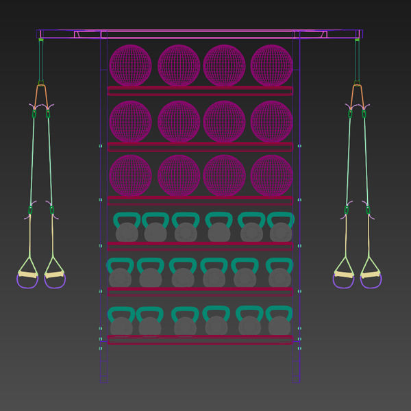 T Rex Medicine Ball Kettle Ball Cabinet 3D model_13