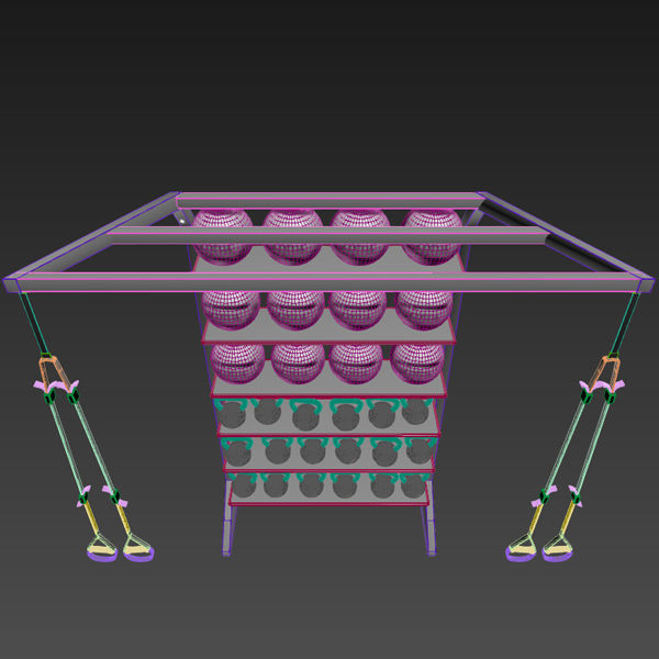 T Rex Medicine Ball Kettle Ball Cabinet 3D model_10
