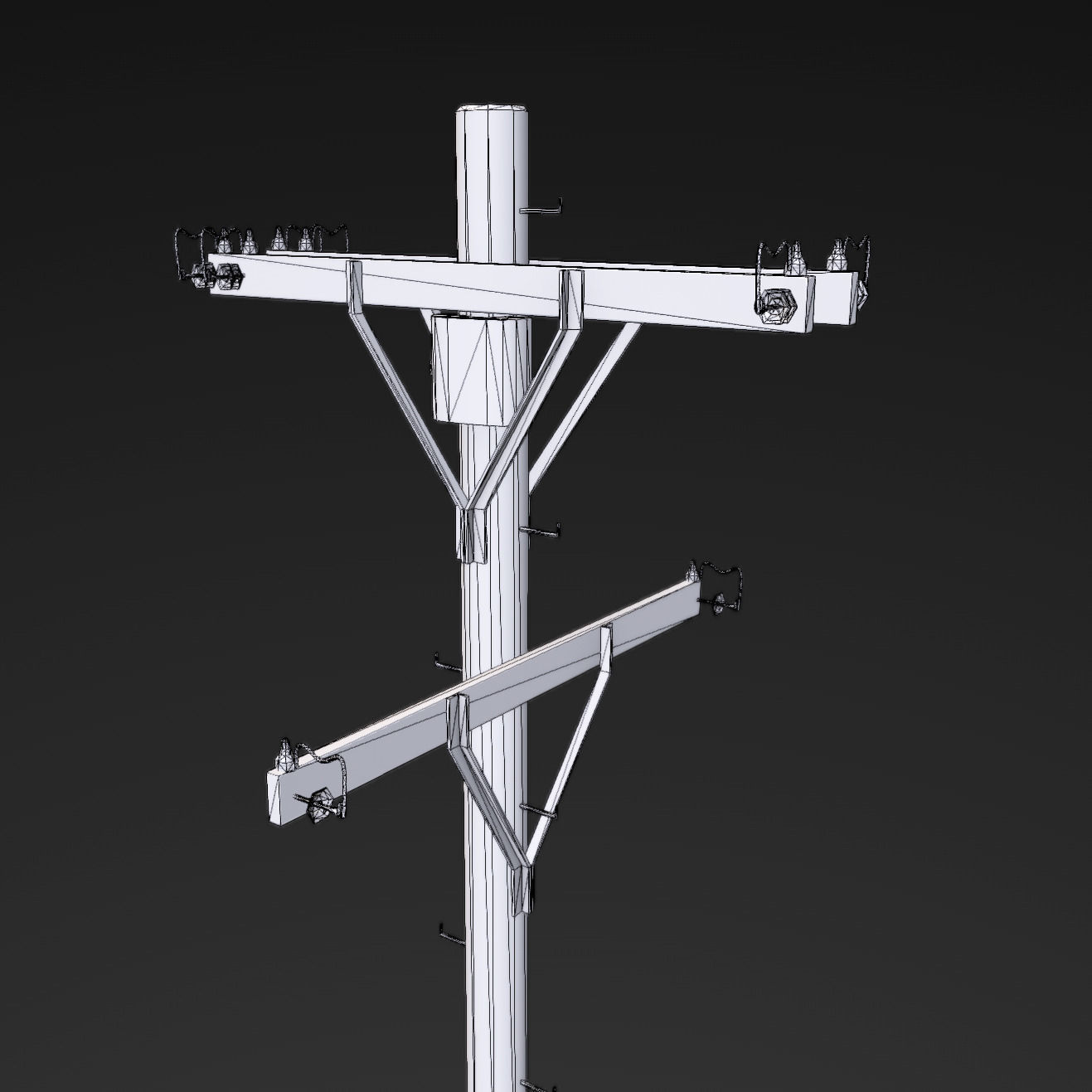 Old electricity pole Low-poly 3D model_11