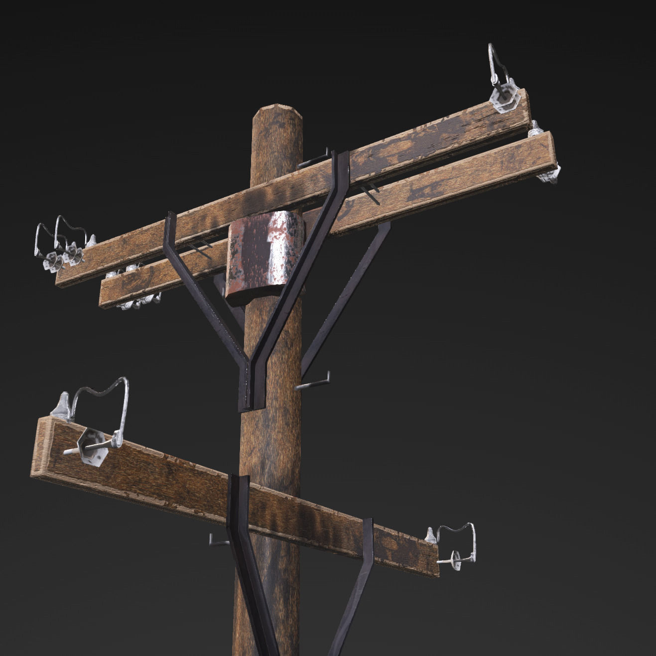 Old electricity pole Low-poly 3D model_6