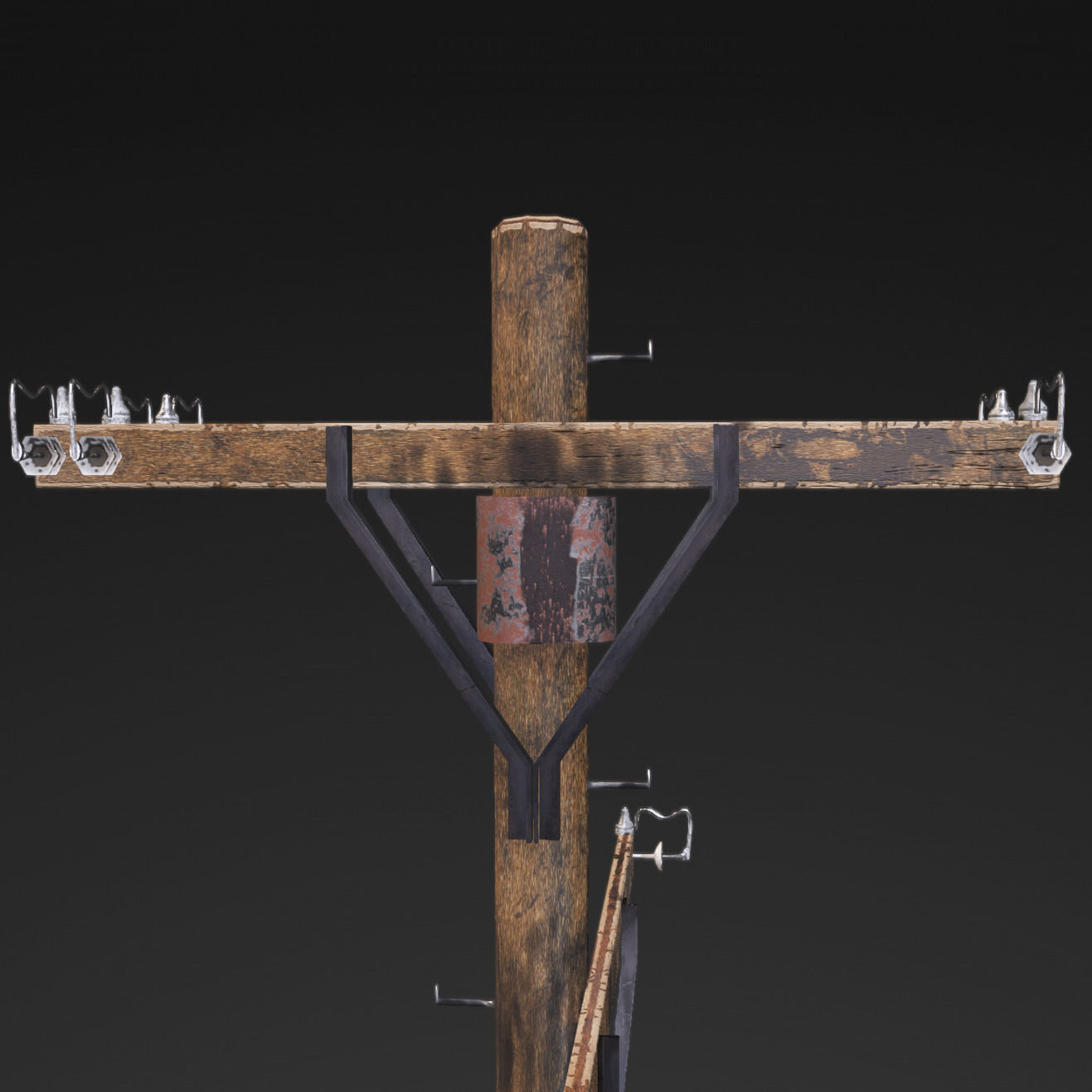 Old electricity pole Low-poly 3D model_7