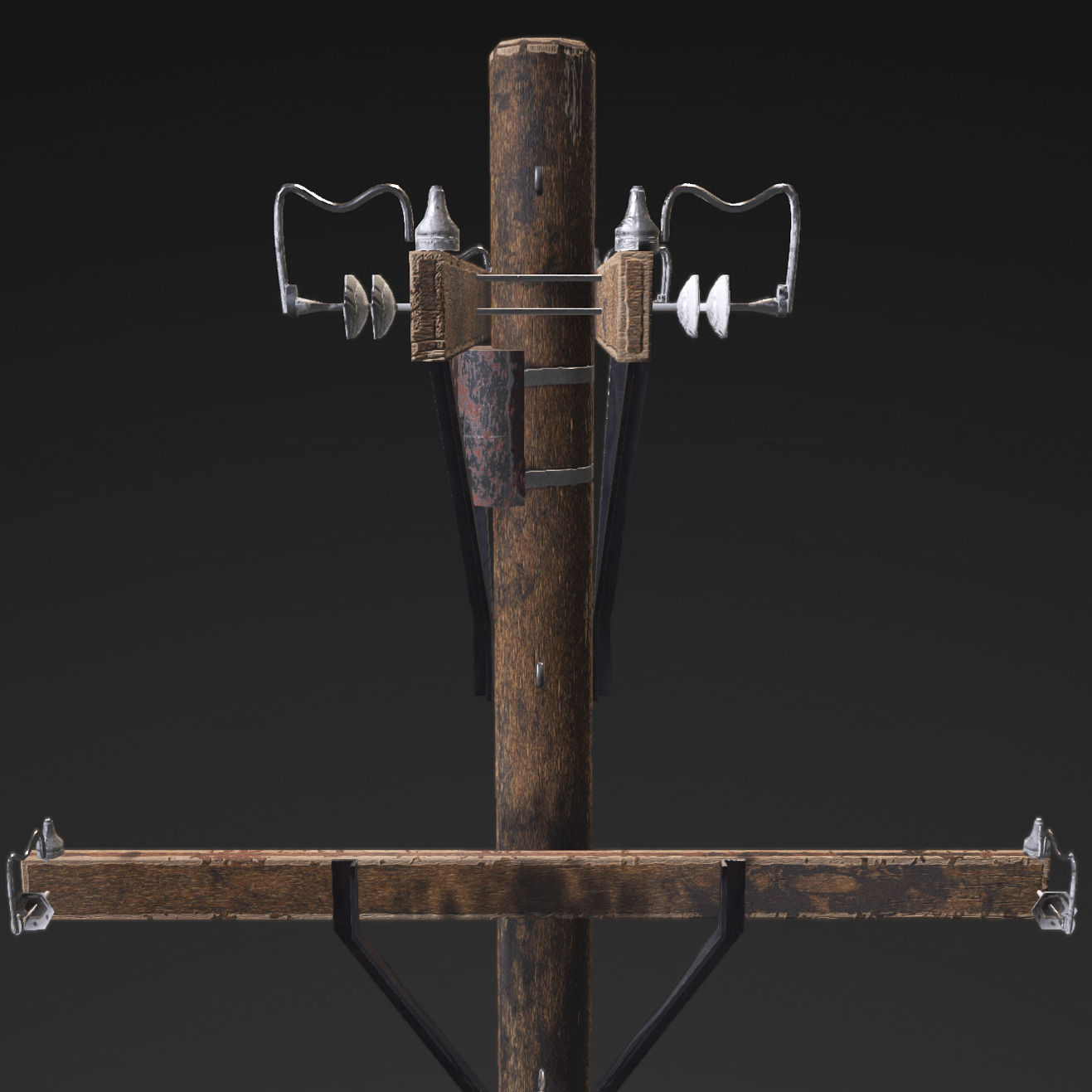Old electricity pole Low-poly 3D model_5