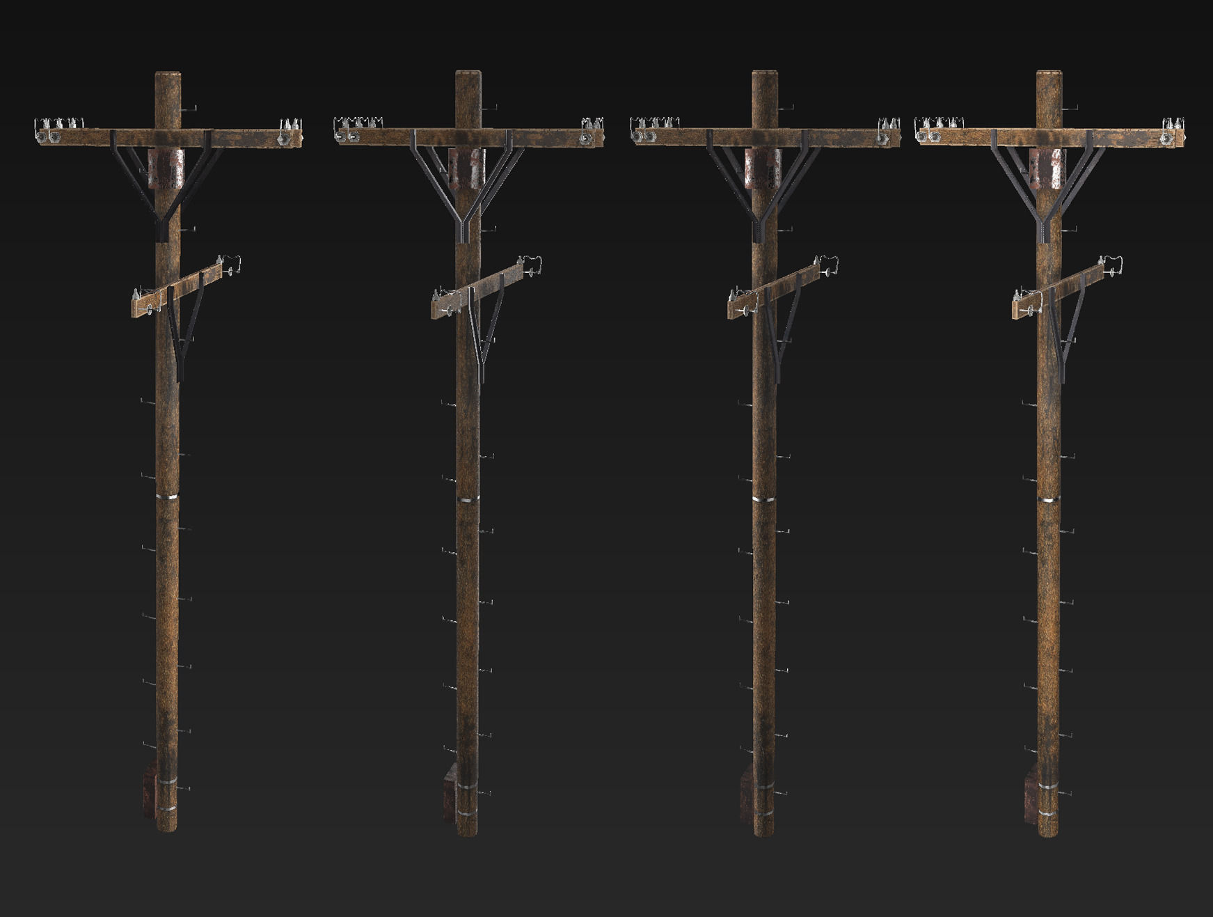 Old electricity pole Low-poly 3D model_8