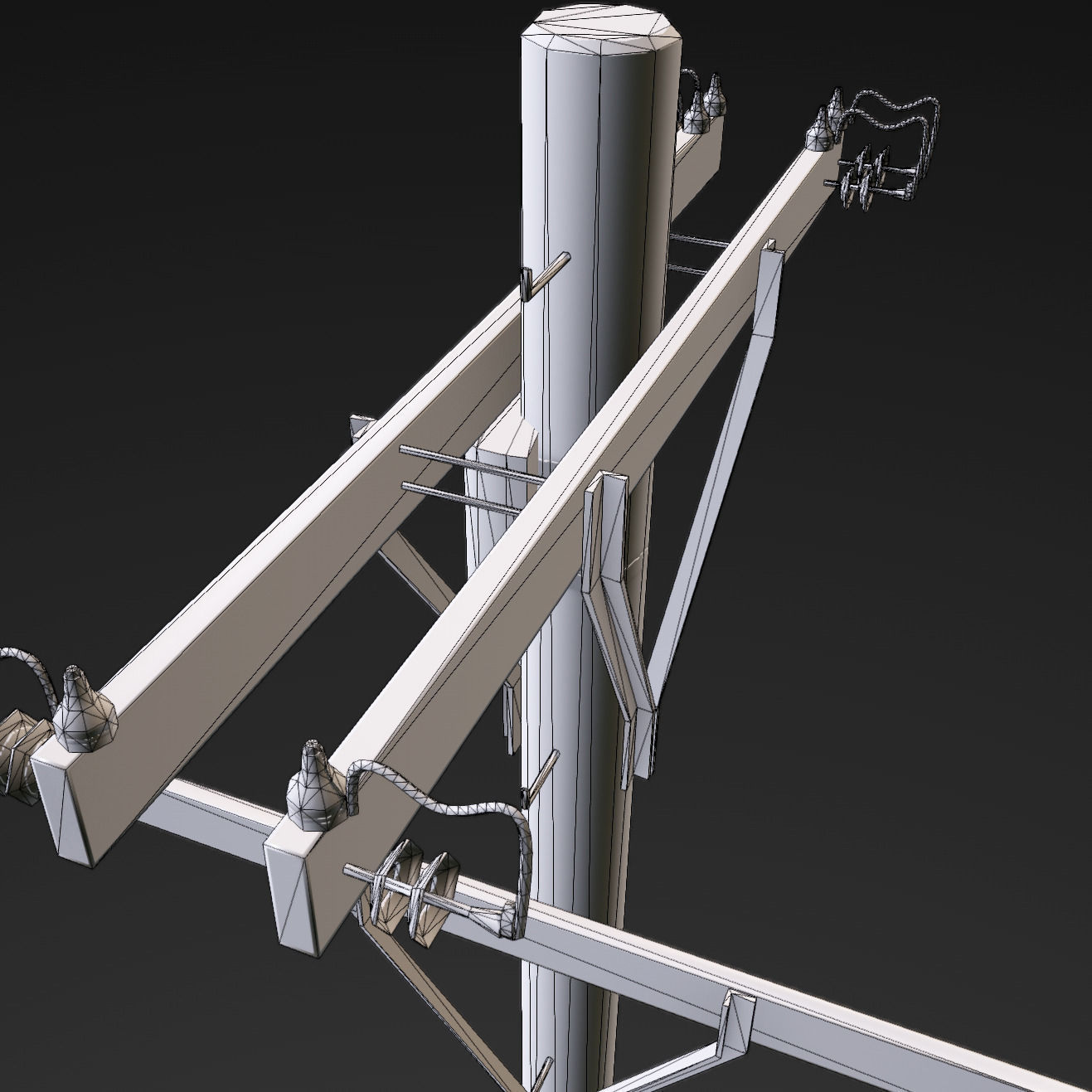Old electricity pole Low-poly 3D model_10