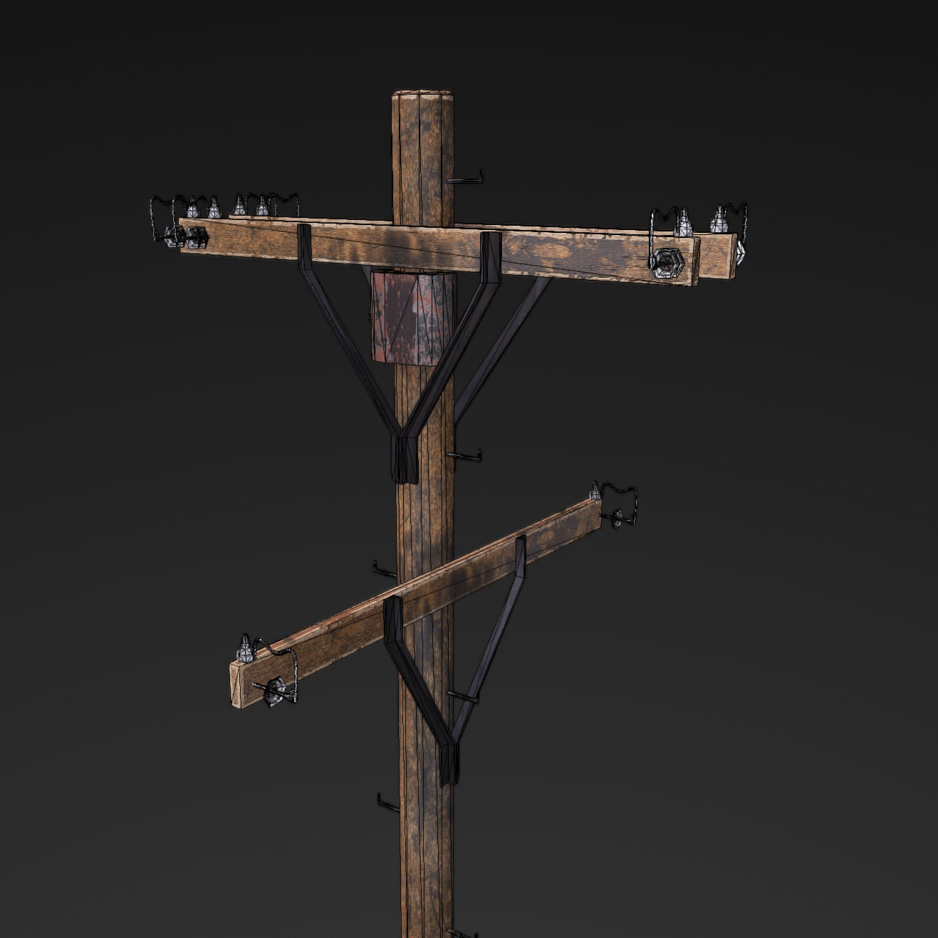Old electricity pole Low-poly 3D model_4