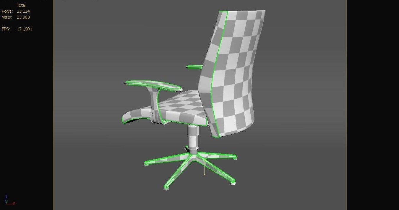 Office Chair Low-poly 3D model_21