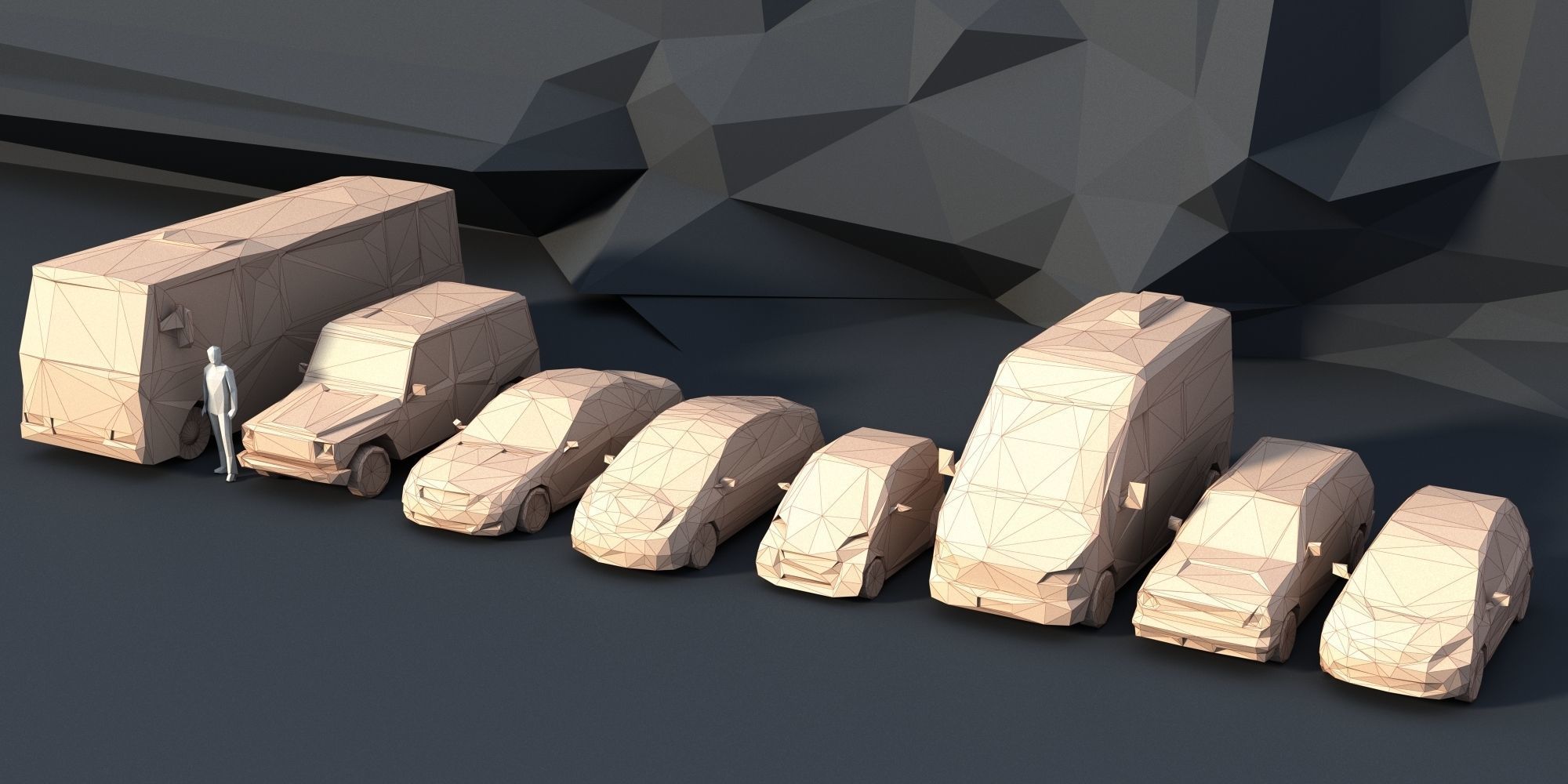 Lowpoly Super pack  People Trees Cars Low-poly 3D model_6