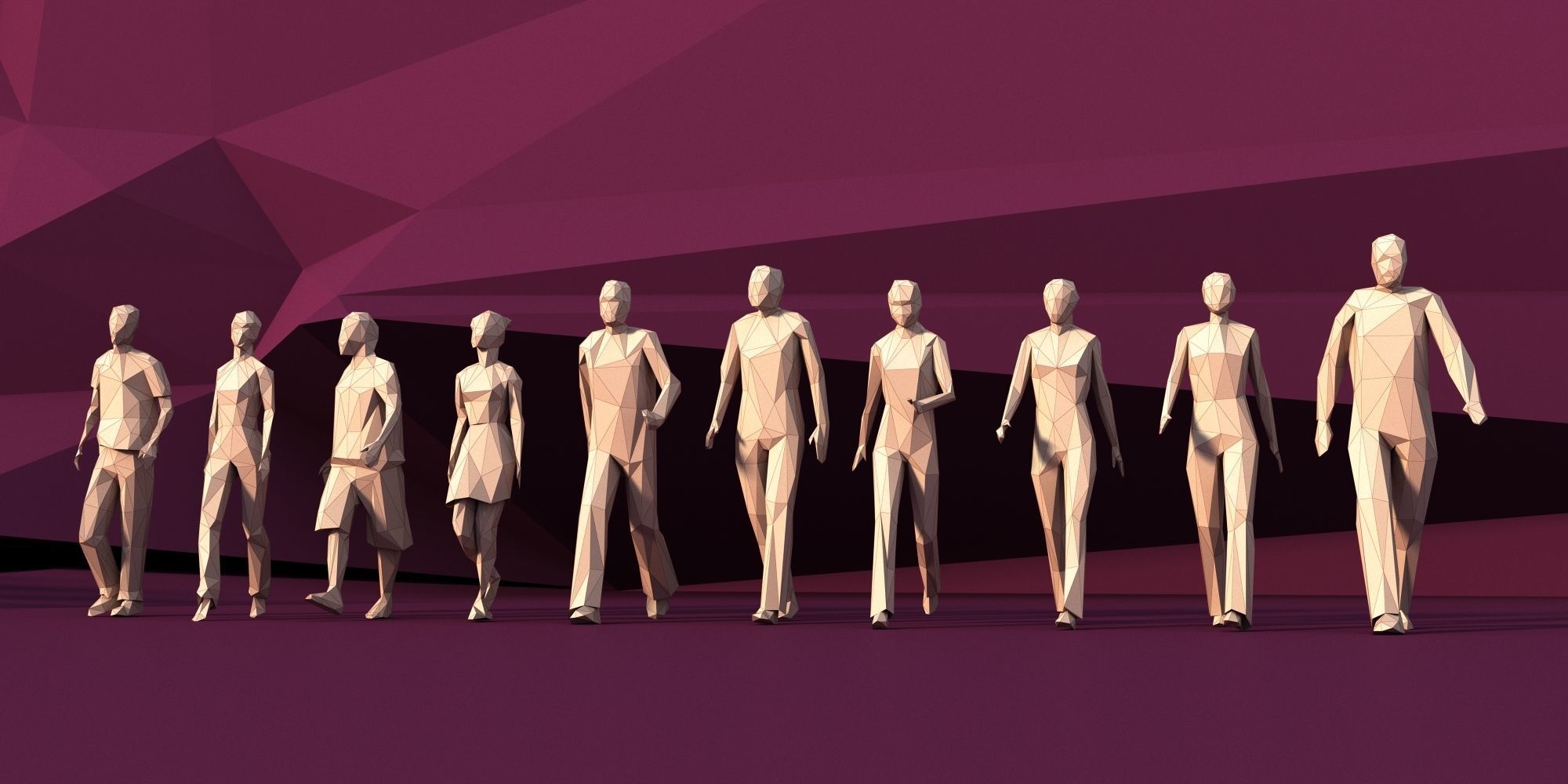 Lowpoly Super pack  People Trees Cars Low-poly 3D model_3