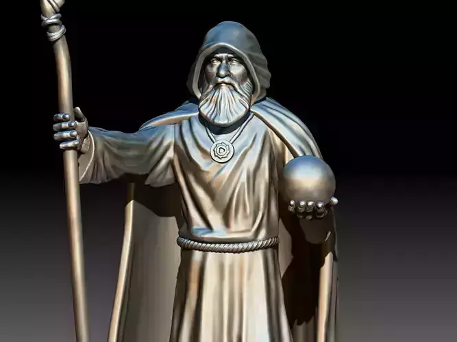 Wizard statue of holding ball 3D print model
