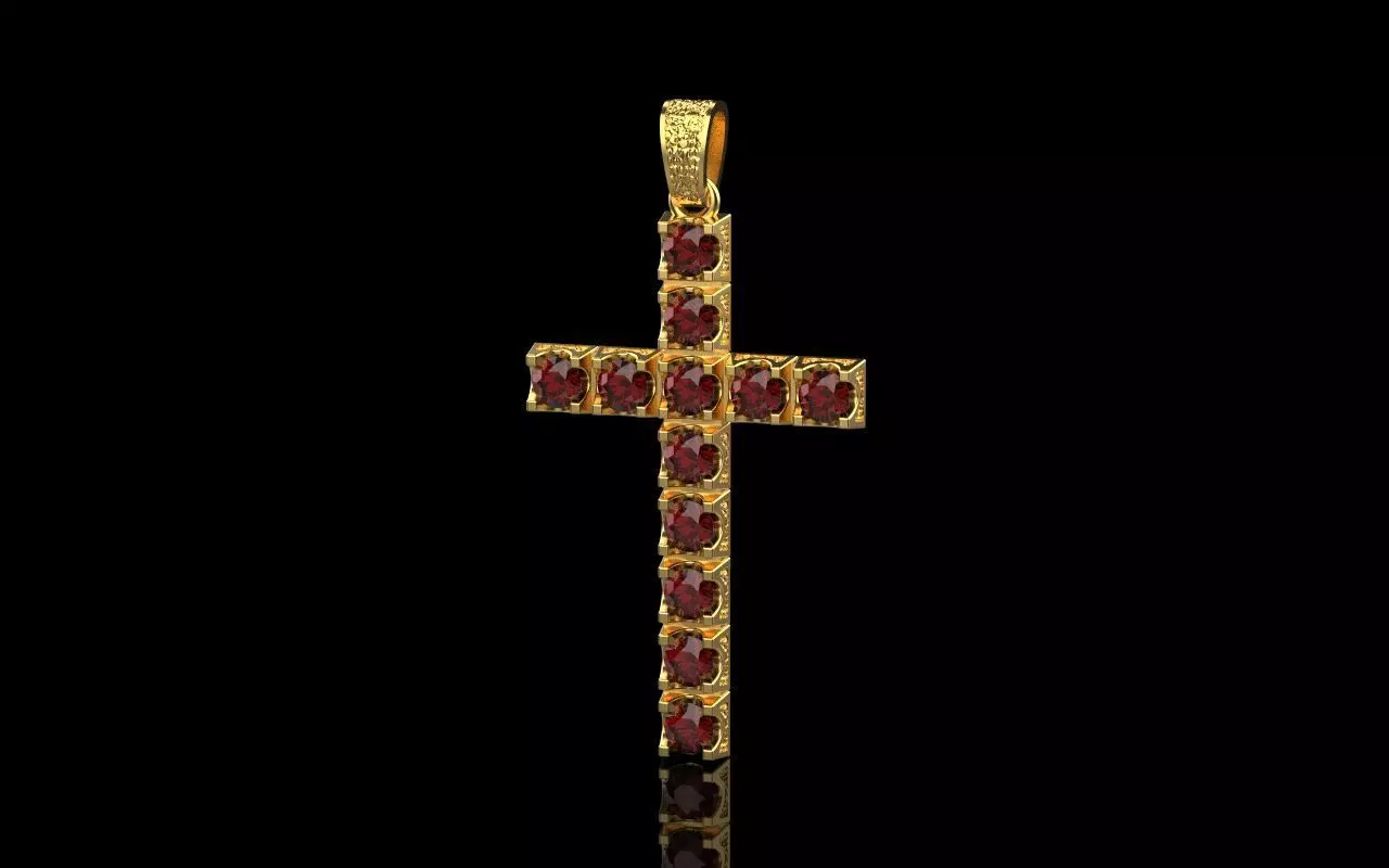 Cross with gems 3D print model