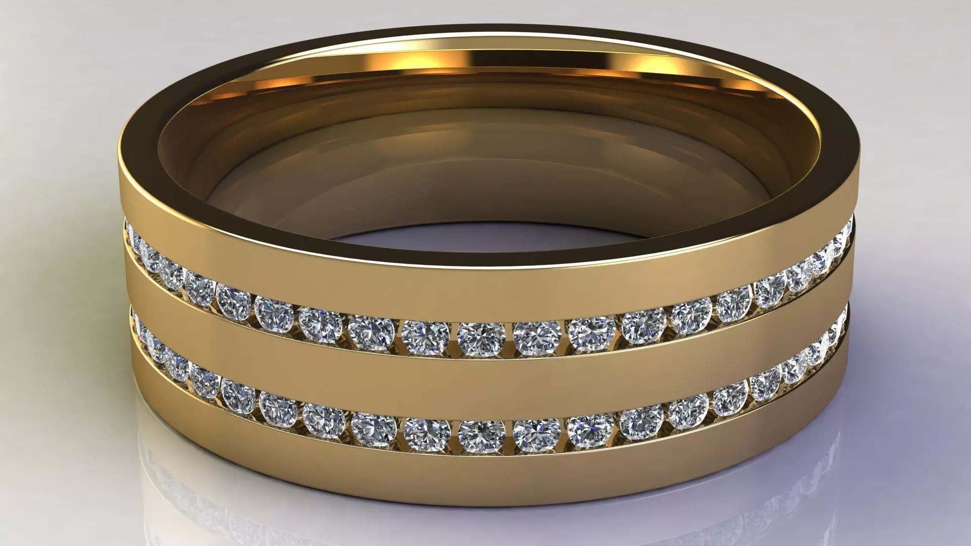 Two-Row Diamonds Wedding Band size 17 mm 3D print model_0