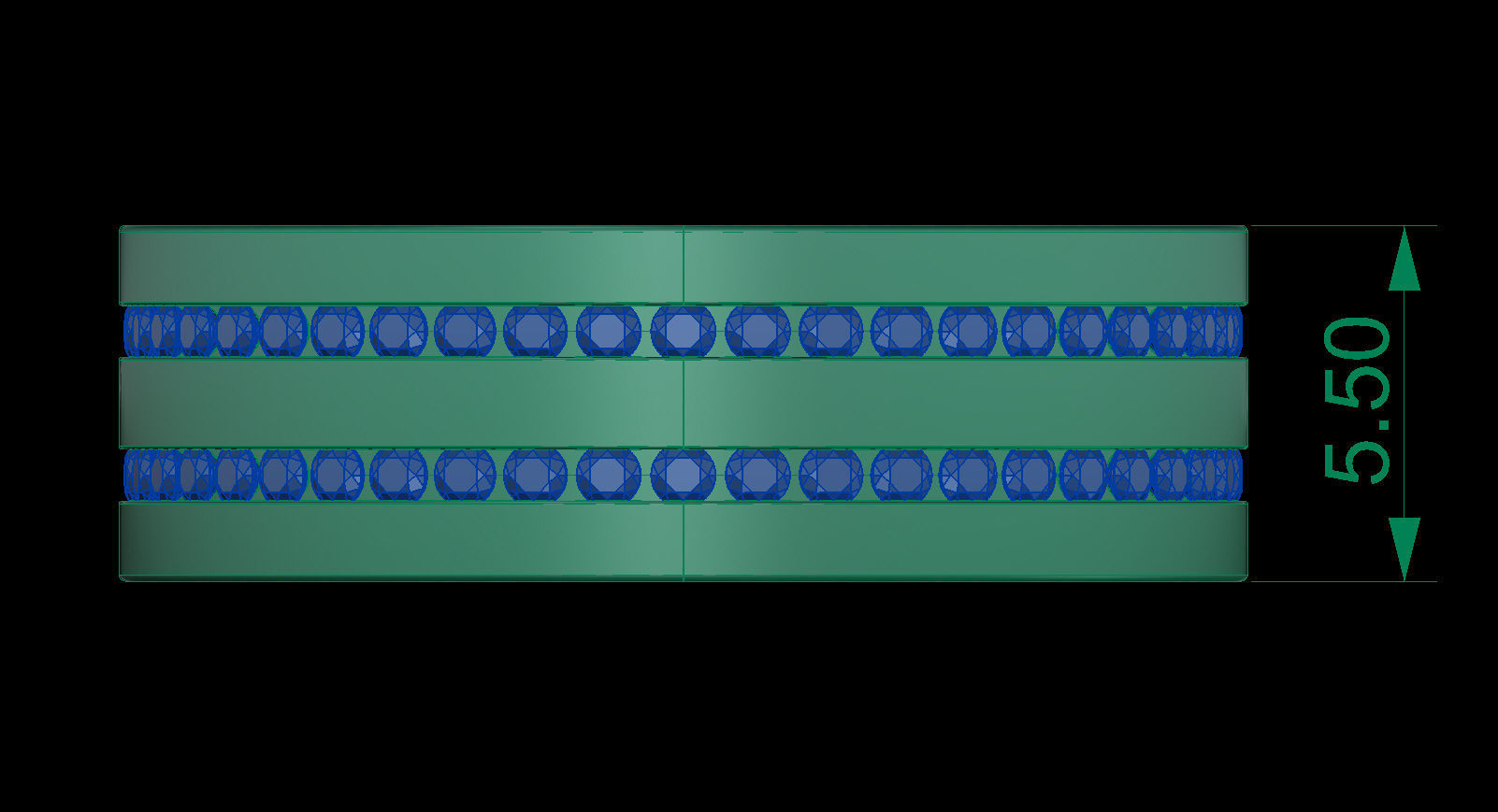 Two-Row Diamonds Wedding Band size 17 mm 3D print model_11