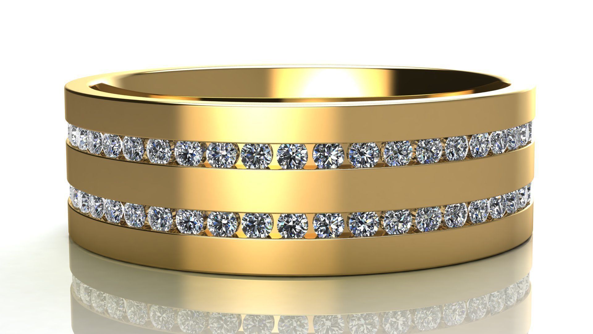 Two-Row Diamonds Wedding Band size 17 mm 3D print model_3