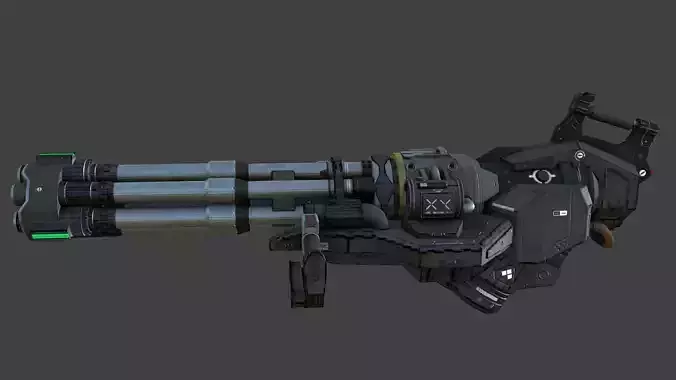 Sci-Fi Chaingun Low-poly 3D model