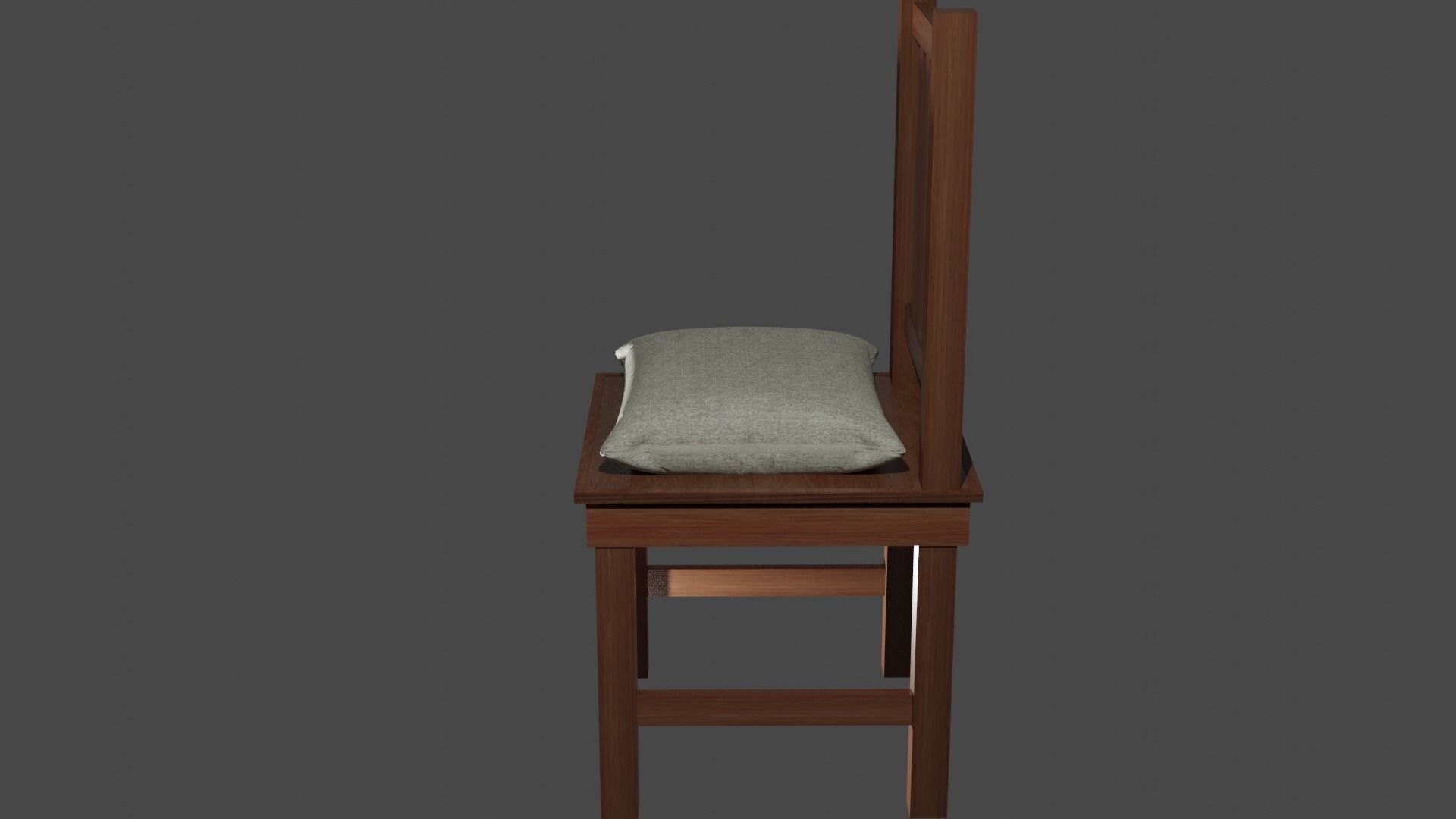 Wooden Chair with Cushion Free 3D model_1