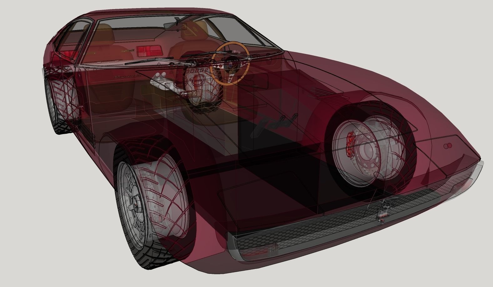Maserati Ghibli Coupe 1972 Low Poly 3D model_17