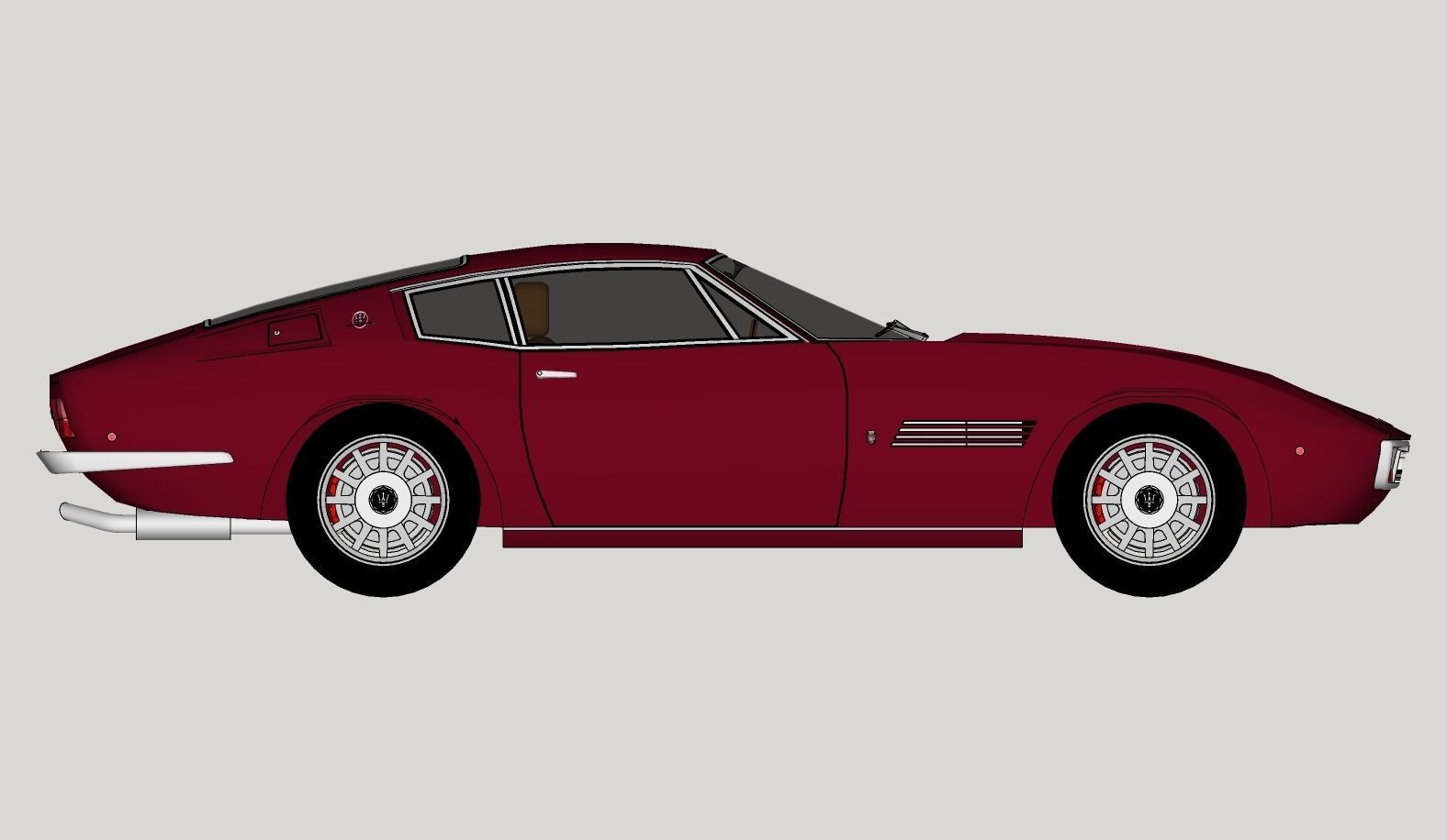 Maserati Ghibli Coupe 1972 Low Poly 3D model_21