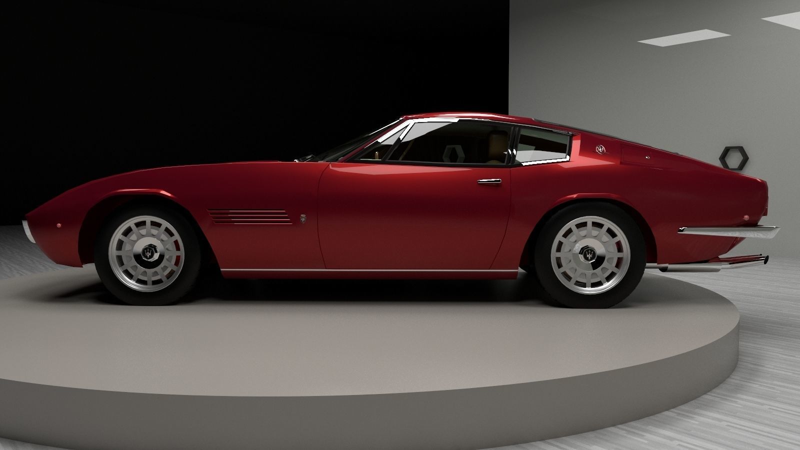 Maserati Ghibli Coupe 1972 Low Poly 3D model_3