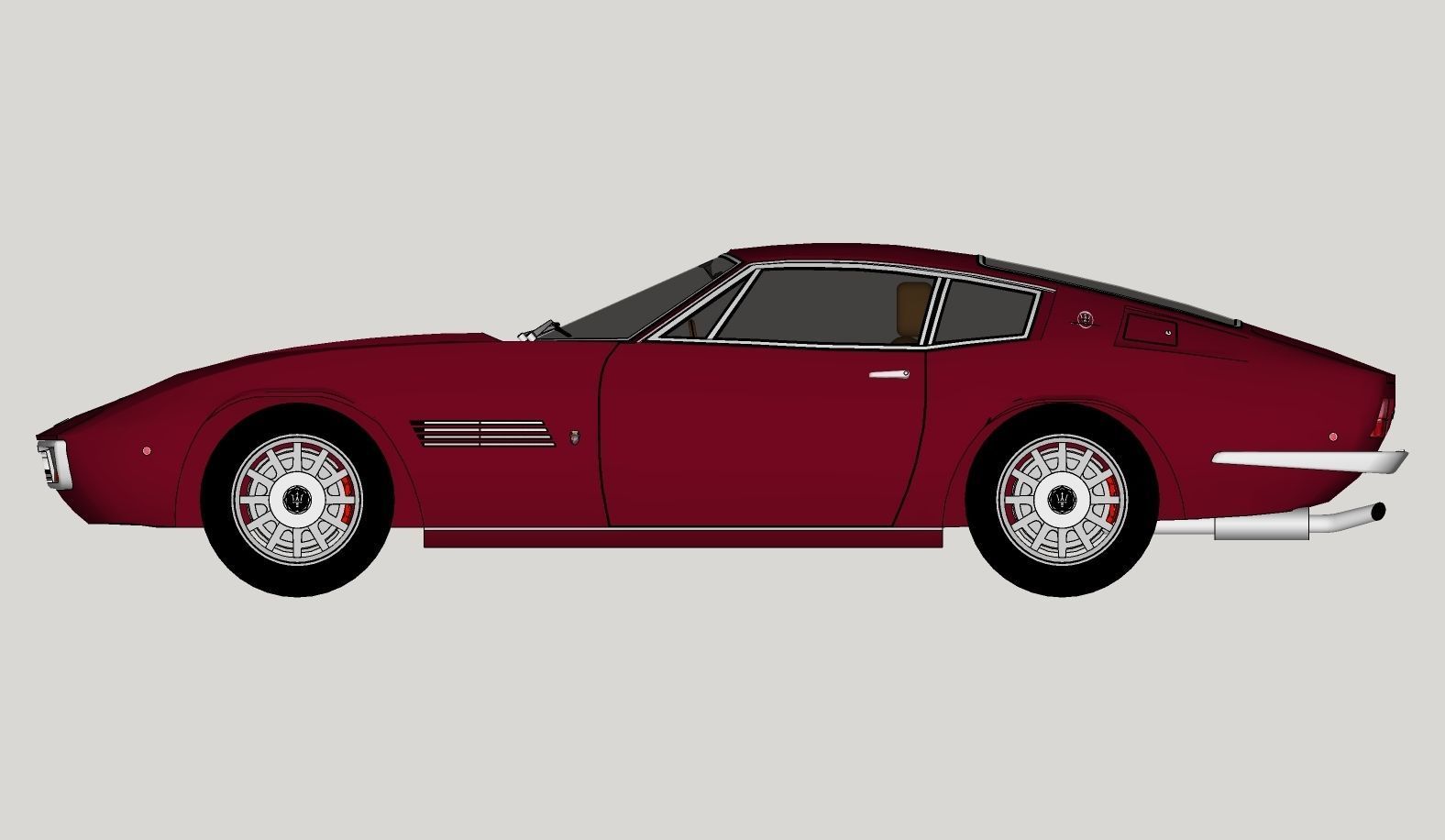 Maserati Ghibli Coupe 1972 Low Poly 3D model_20