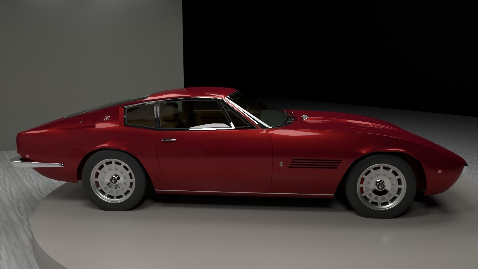 Maserati Ghibli Coupe 1972 Low Poly 3D model_2