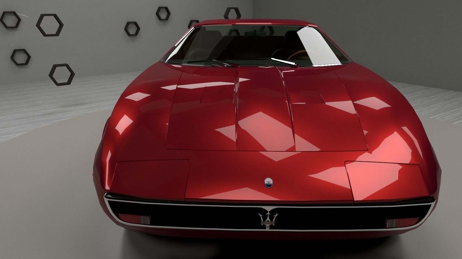 Maserati Ghibli Coupe 1972 Low Poly 3D model_5