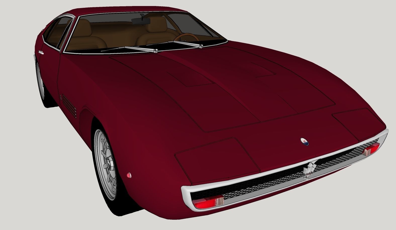 Maserati Ghibli Coupe 1972 Low Poly 3D model_12