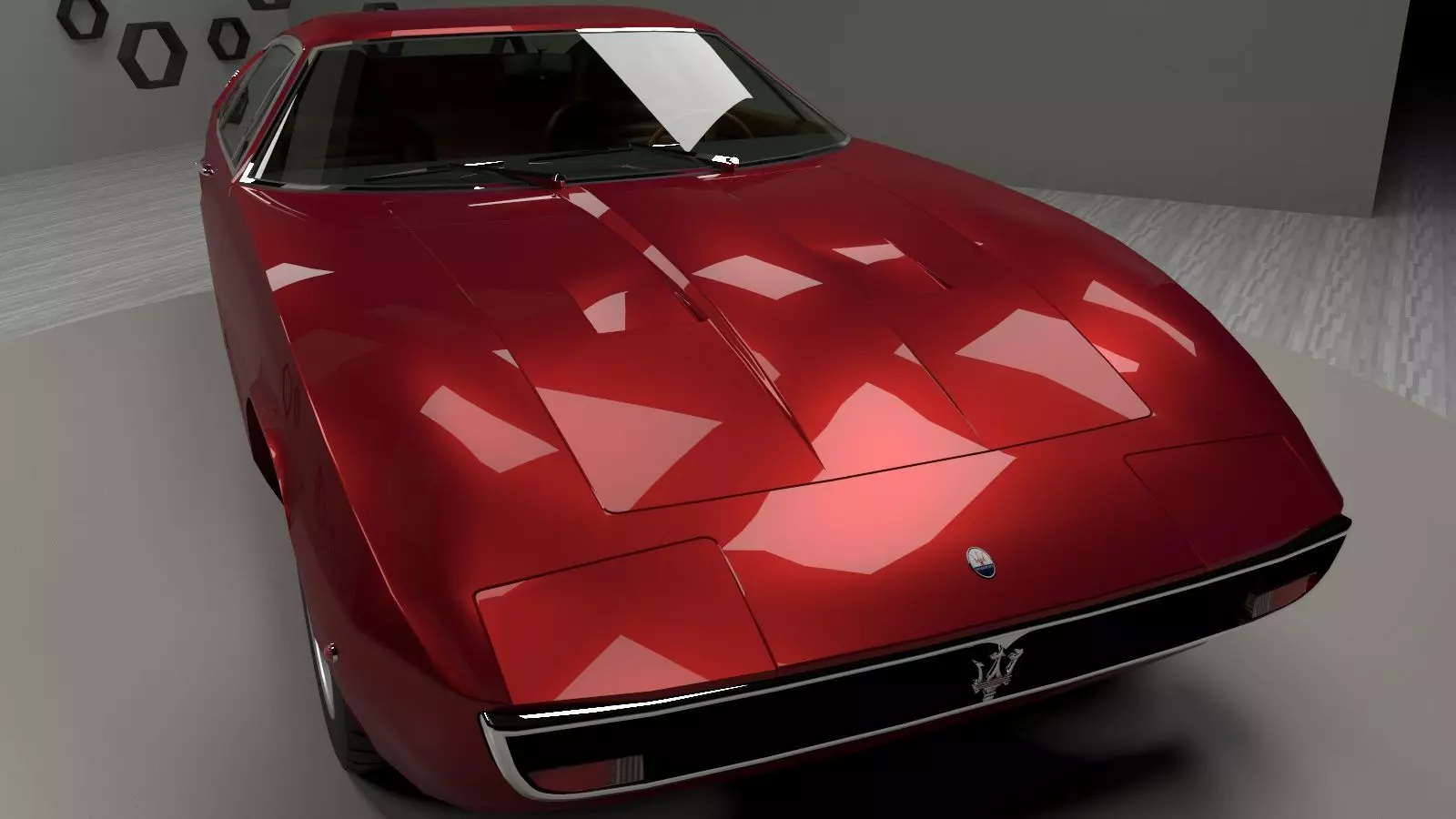 Maserati Ghibli Coupe 1972 Low Poly 3D model_0