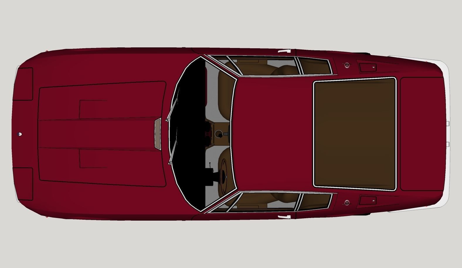 Maserati Ghibli Coupe 1972 Low Poly 3D model_22