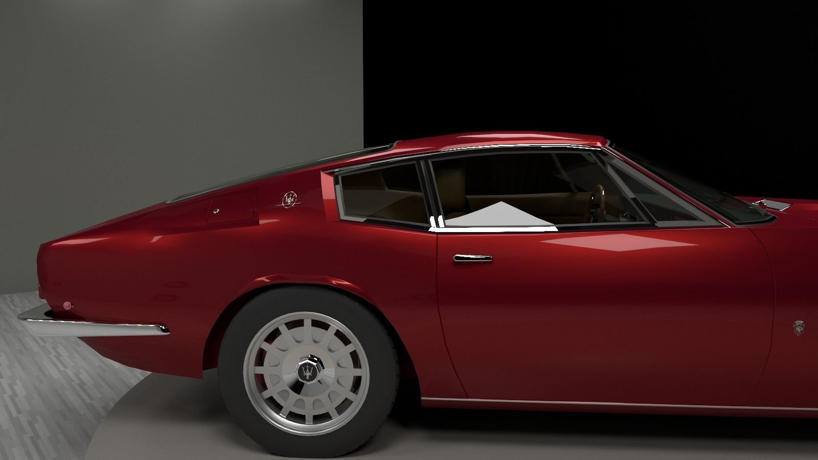 Maserati Ghibli Coupe 1972 Low Poly 3D model_7