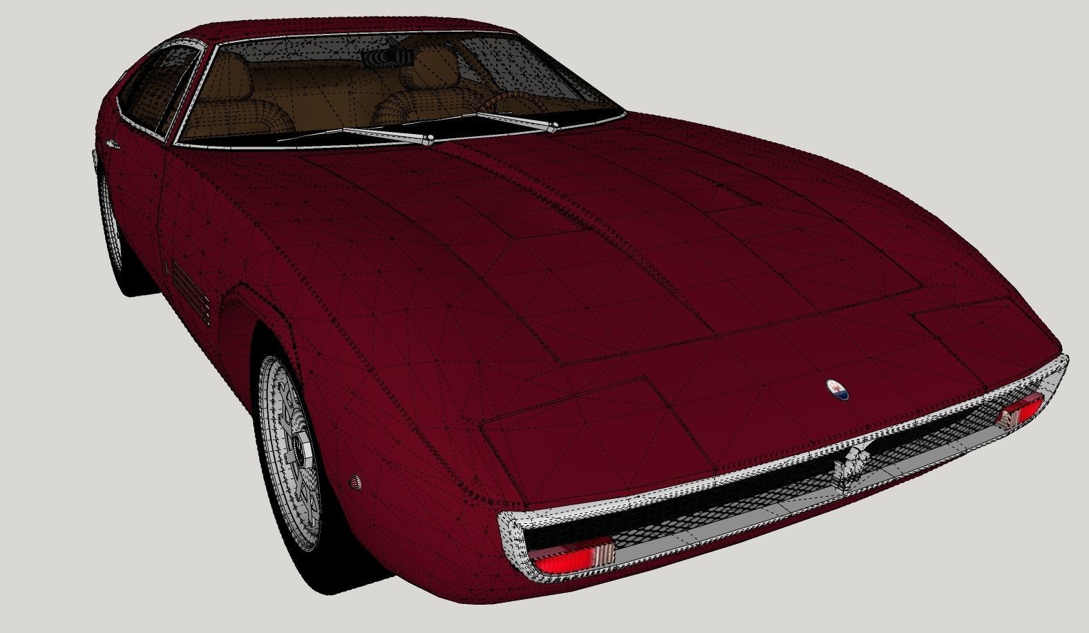 Maserati Ghibli Coupe 1972 Low Poly 3D model_13