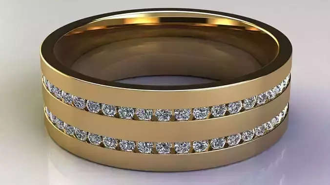 Two-Row Diamonds Wedding Band size 18 mm