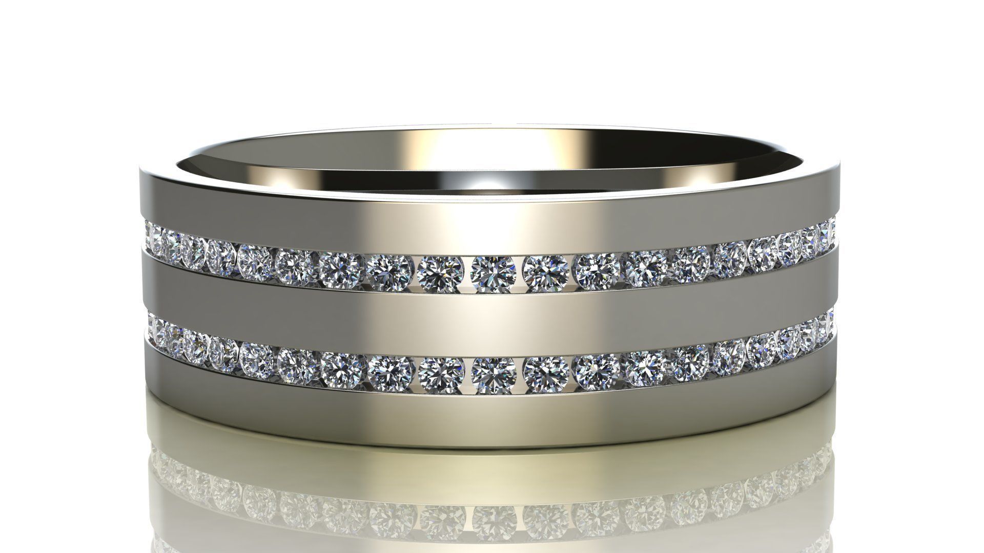 Two-Row Diamonds Wedding Band size 18 mm 3D print model_8