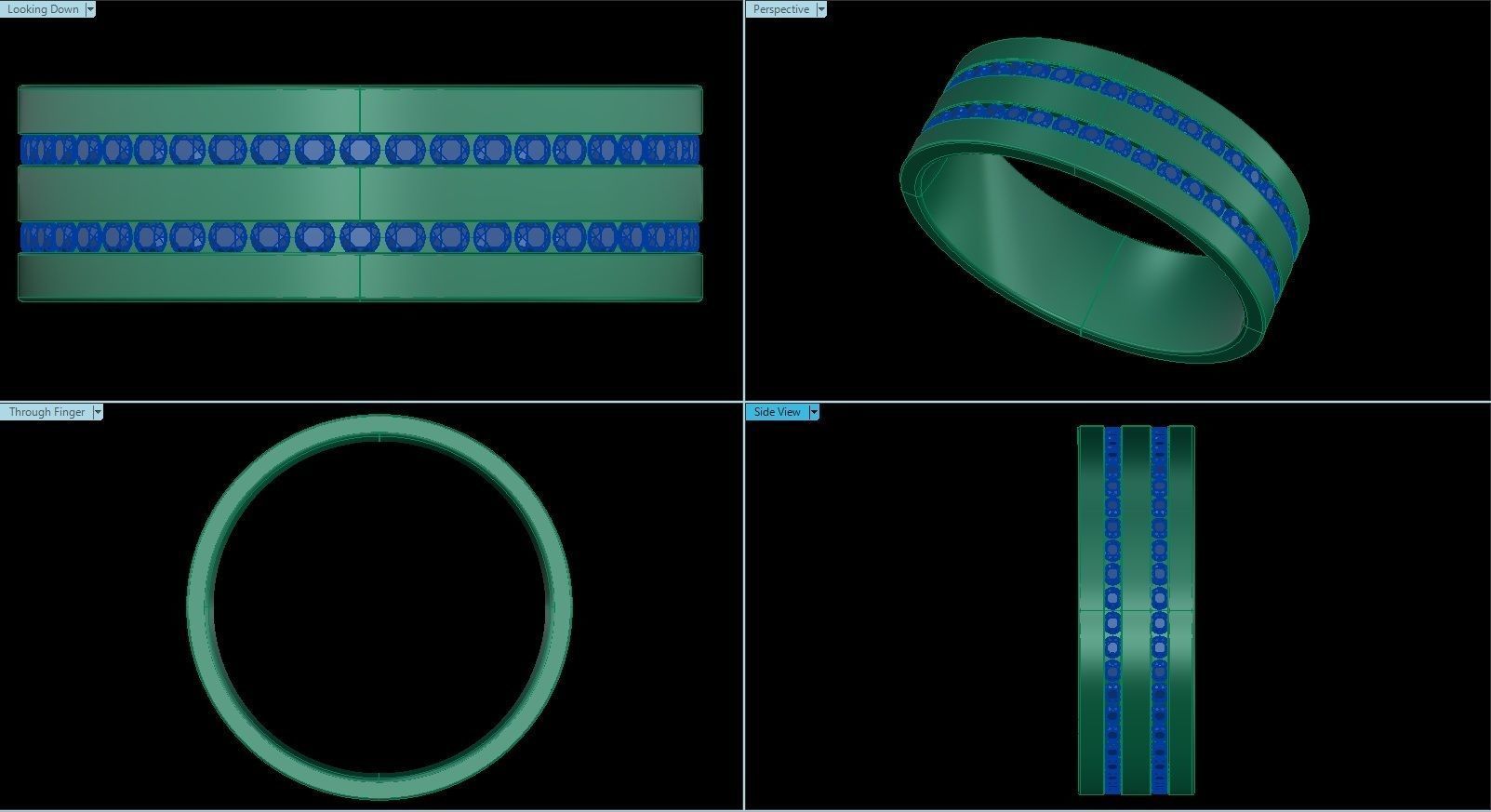 Two-Row Diamonds Wedding Band size 18 mm 3D print model_1