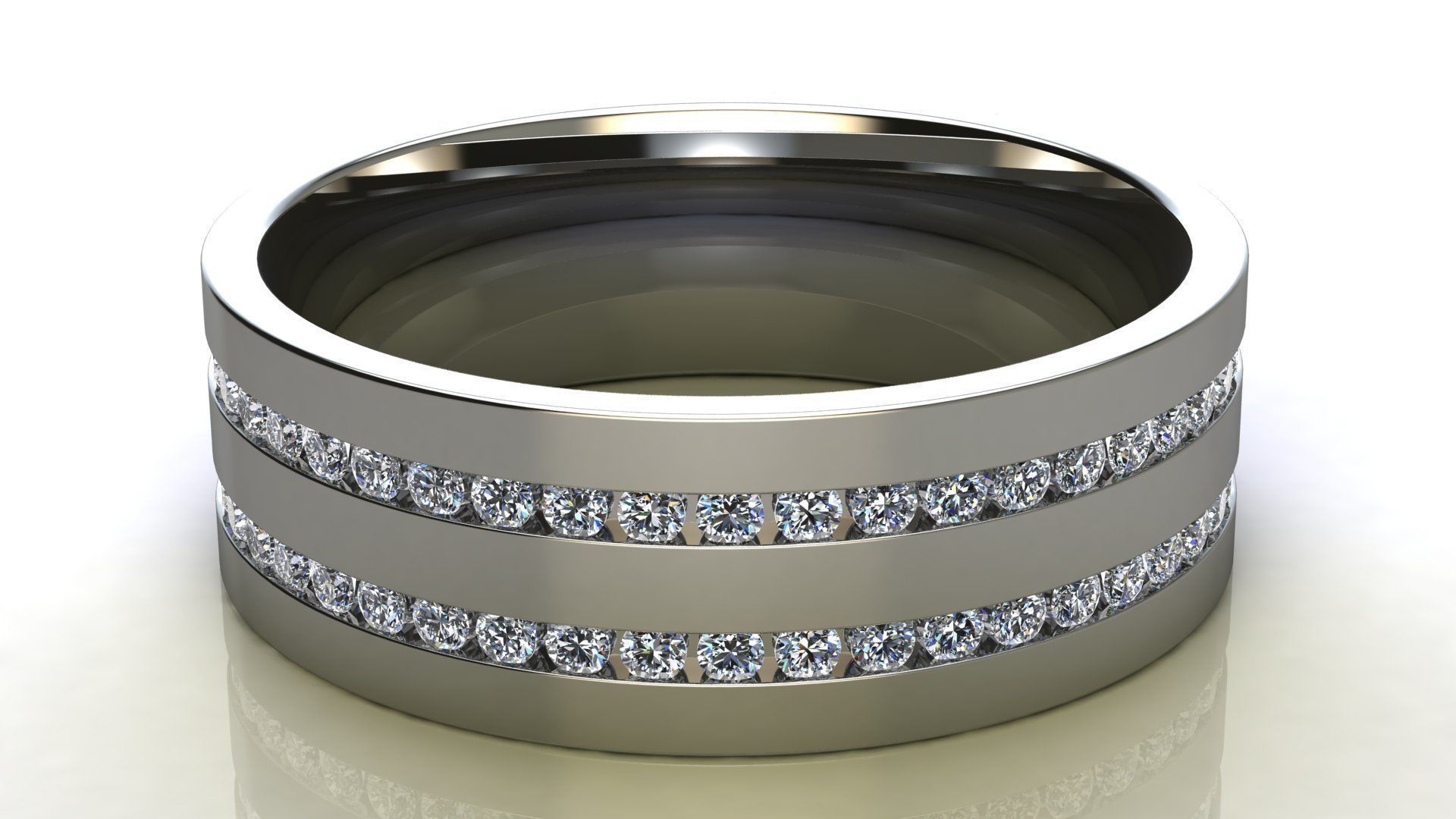 Two-Row Diamonds Wedding Band size 18 mm 3D print model_7