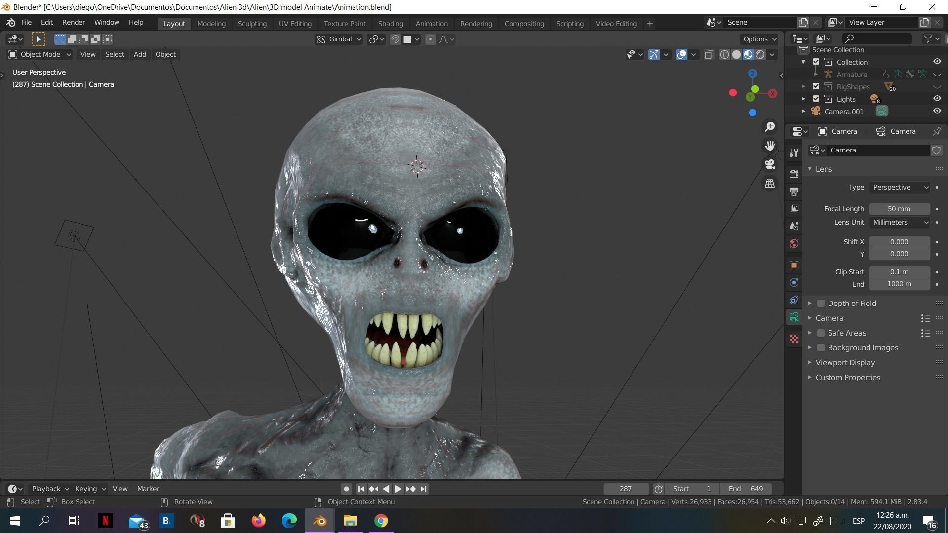 Alien Low-Poly 3D model animated Blender Low-poly 3D model_20