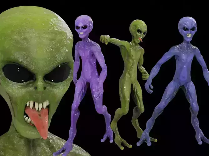 Alien Low-Poly 3D model animated Blender Low-poly 3D model